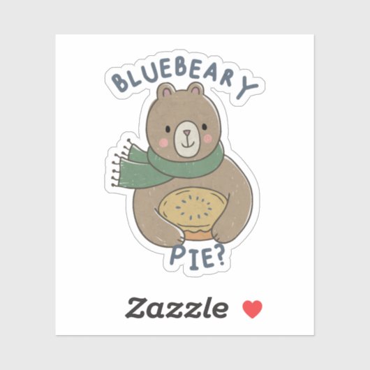 Cute Beer Pun: Bluebeary Pie? Sticker (Vel)