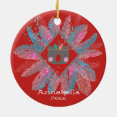 Cute Beer | Rood kerstfeest Keramisch Ornament (Achterkant)