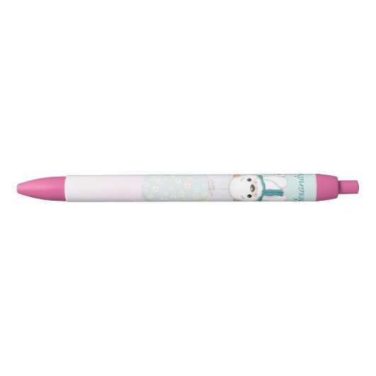 Cute Beer Roze Aangepaste naam kinder Blauwe Inkt Pen (Voorkant)