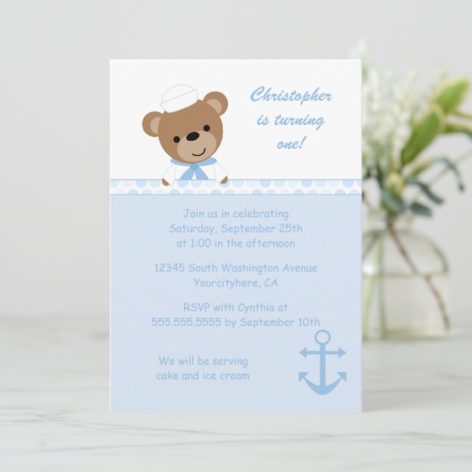 Cute beer sailor boy's verjaardagsfeest kaart (Staand voorkant)