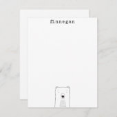Cute Beer Simple Line Illustration Custom Name Notitiekaartje (Voorkant / Achterkant)