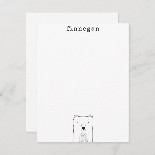 Cute Beer Simple Line Illustration Custom Name Notitiekaartje (Voorkant / Achterkant)