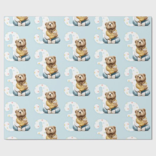 Cute Beer Third Birthday Cadeaupapier (Vlak)