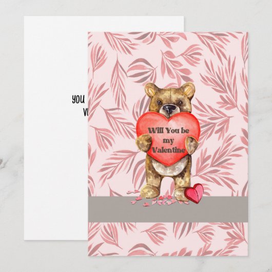 Cute Beer Valentijn Kaart voor kinderen (Voorkant / Achterkant)