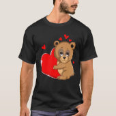 Cute Beer Valentijnsdag Holding Heart My Valentin T-shirt (Voorkant)