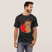 Cute Beer Valentijnsdag Holding Heart My Valentin T-shirt (Voorkant volledig)