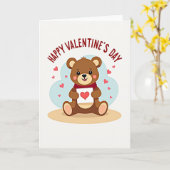 Cute Beer Valentijnshartkaart Kaart (Gele Bloem)