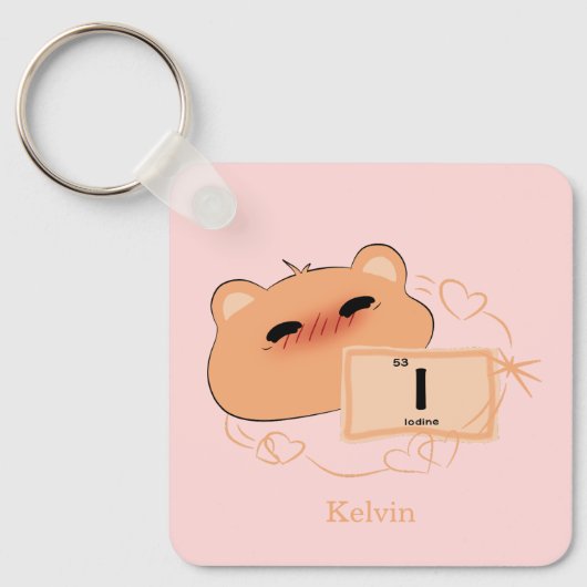 Cute Beer Verliefd "I" Personaliseer Sleutelhanger (Voorkant)