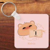 Cute Beer Verliefd "I" Personaliseer Sleutelhanger (Voorkant)