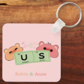 Cute Beer Verliefd "I" Personaliseer Sleutelhanger (Achterkant)