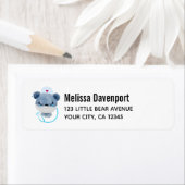 Cute Beer verpleegster die een medisch masker draa Etiket (Insitu)