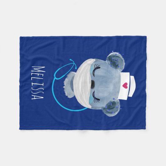 Cute Beer verpleegster die een medisch masker draa Fleece Deken (Voorkant (Horizontaal))