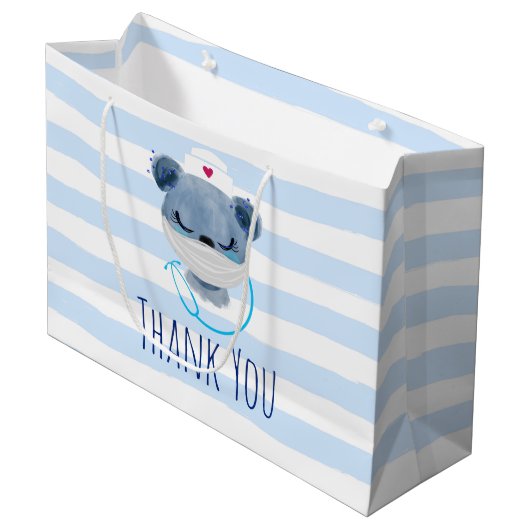 Cute Beer verpleegster die een medisch masker draa Groot Cadeauzakje (Voorkant Gekanteld)