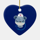 Cute Beer verpleegster die een medisch masker draa Keramisch Ornament (Achterkant)