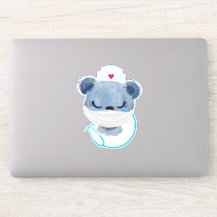 Cute Beer verpleegster die een medisch masker draa Sticker