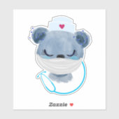 Cute Beer verpleegster die een medisch masker draa Sticker (Vel)