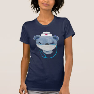 Cute Beer verpleegster die een medisch masker draa T-shirt