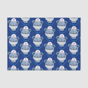 Cute Beer verpleegster die een medisch masker draa Tissuepapier