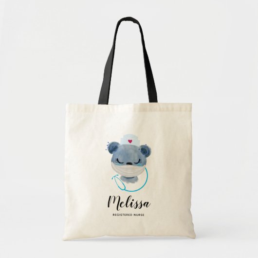 Cute Beer verpleegster die een medisch masker draa Tote Bag (Voorkant)