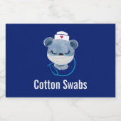 Cute Beer verpleegster die een medisch masker draa Voedselcontainer Etiket (Enkel label)