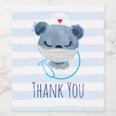 Cute Beer verpleegster die een medisch masker draa Wijn Etiket (Enkel label)