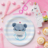 Cute Beer verpleegster met een beschermend masker Papieren Bordje (Feest)