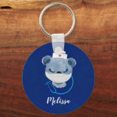 Cute Beer verpleegster met een beschermend masker Sleutelhanger (Voorkant)