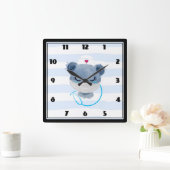 Cute Beer verpleegster met een beschermend masker Vierkante Klok (Huis)