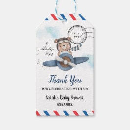 Cute Beer Vliegtuig Avontuur Begint Jongens Baby S Cadeaulabel
