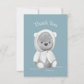 Cute Beer Waterverf Blue Baby shower Hartelijk dan Bedankkaart (Voorkant)