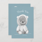 Cute Beer Waterverf Blue Baby shower Hartelijk dan Bedankkaart (Voorkant / Achterkant)