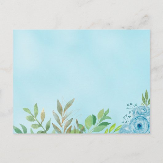 Cute Beer Waterverf Blue Greenery Boy Baby shower Uitnodiging Briefkaart (Achterkant)