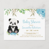 Cute Beer Waterverf Blue Greenery Boy Baby shower Uitnodiging Briefkaart (Voorkant)