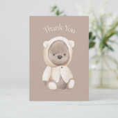 Cute Beer Waterverf Brown Baby shower Dank u Bedankkaart (Staand voorkant)