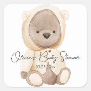 Cute Beer Waterverf Persoonlijke Baby Shower Vierkante Sticker