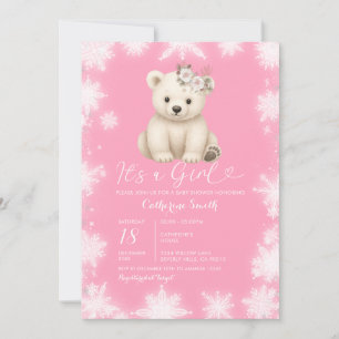 Cute Beer Winter Witte Sneeuwvlokken Meisje Baby S Kaart