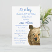 Cute Beer Woodland Animals Rustige Baby boy douche Kaart (Staand voorkant)