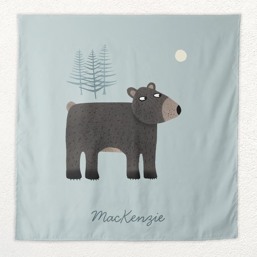 Cute Beer Woodland Gepersonaliseerd Wandkleed