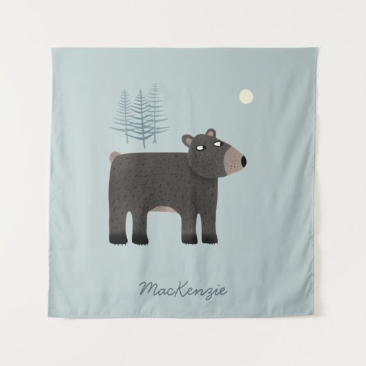 Cute Beer Woodland Gepersonaliseerd Wandkleed (Voorkant)