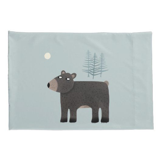 Cute Beer Woodland Kussensloop (Achterkant-Rechts)