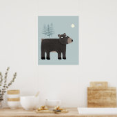 Cute Beer Woodland Poster (Keuken)