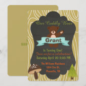 Cute beer Woodland verjaardagfeest uitnodiging 4 (Voorkant / Achterkant)