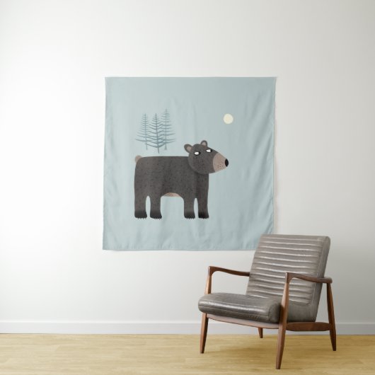 Cute Beer Woodland Wandkleed (In situ)