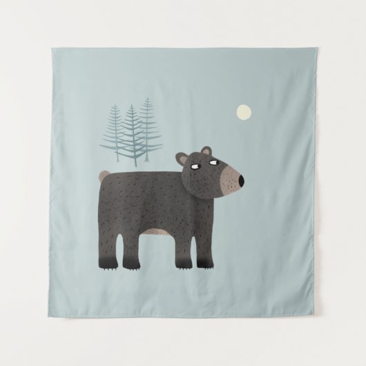 Cute Beer Woodland Wandkleed (Voorkant)