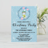 Cute Beer Wreatay Kerstfeest Blue Snow Kaart (Staand voorkant)