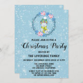 Cute Beer Wreatay Kerstfeest Blue Snow Kaart (Voorkant / Achterkant)