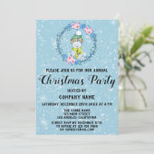 Cute Beer Wreatcompany kerstparty Blue Snow Kaart (Staand voorkant)