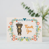 Cute Beer, Yellow Flower & Floral Wreater Bedankt (Staand voorkant)