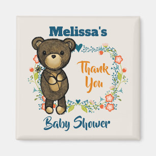 Cute Beer, Yellow Flower & Floral Wreater Bedankt Magneet