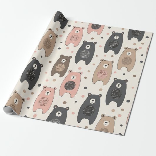Cute Beer - Zachte Pastel Bos (1) Cadeaupapier (Uitgerold)